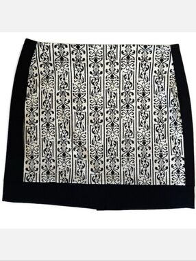 Vintage Walter Baker Pencil Mini Skirt Short Textured Knit Bordered Black Size L